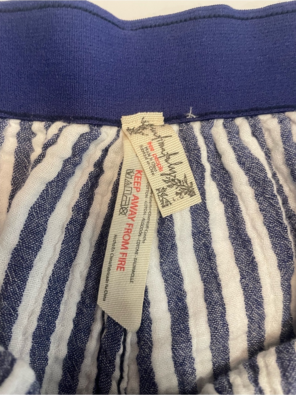 Free People Intimately Bedtime Seersucker Boxer Shorts Striped Blue White L - Picture 4 of 5